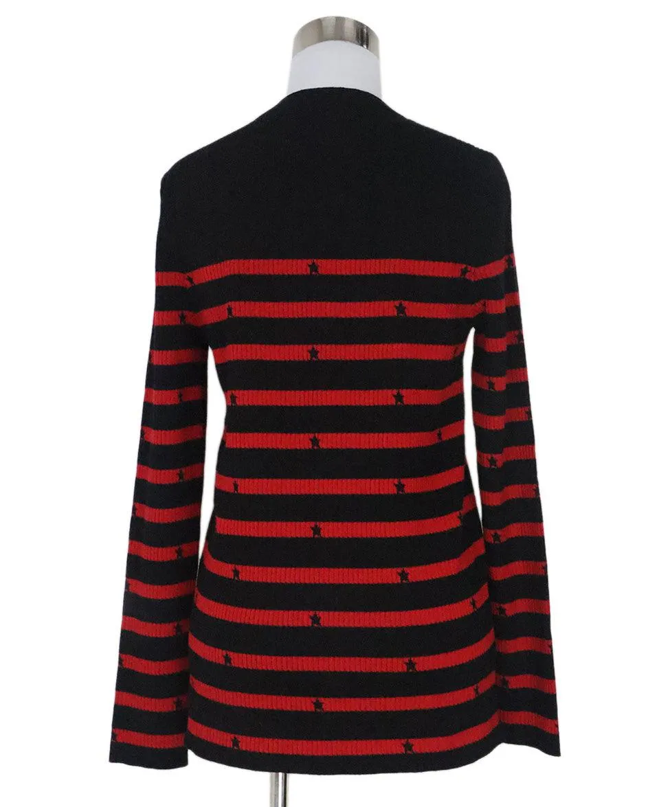 Red Valentino Red & Black Striped Star Sweater sz 6