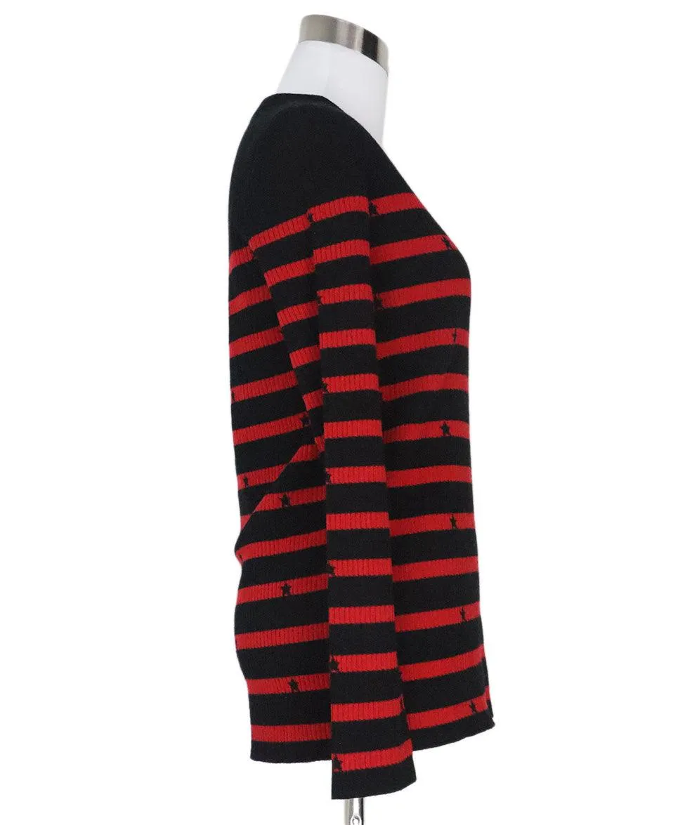 Red Valentino Red & Black Striped Star Sweater sz 6