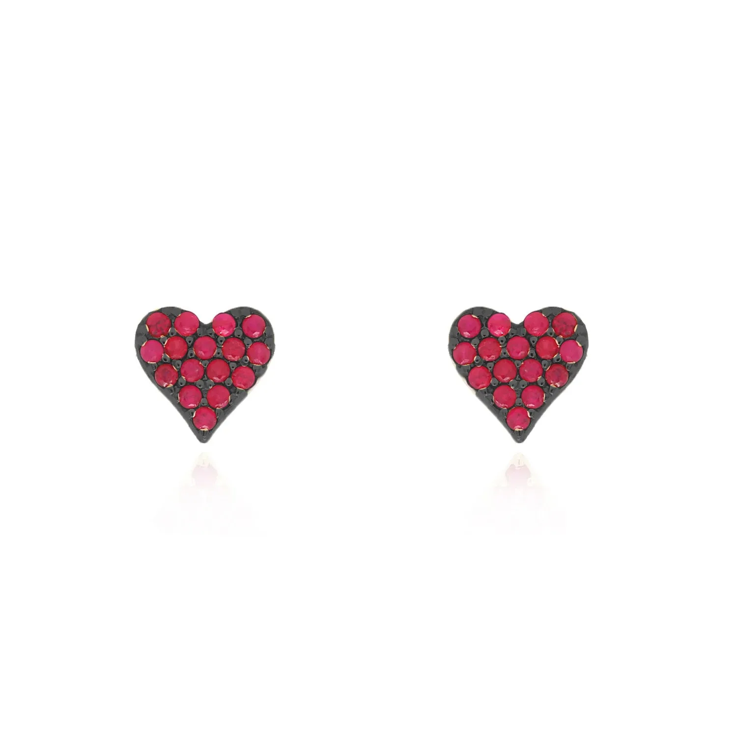 Ruby Heart Stud Earrings