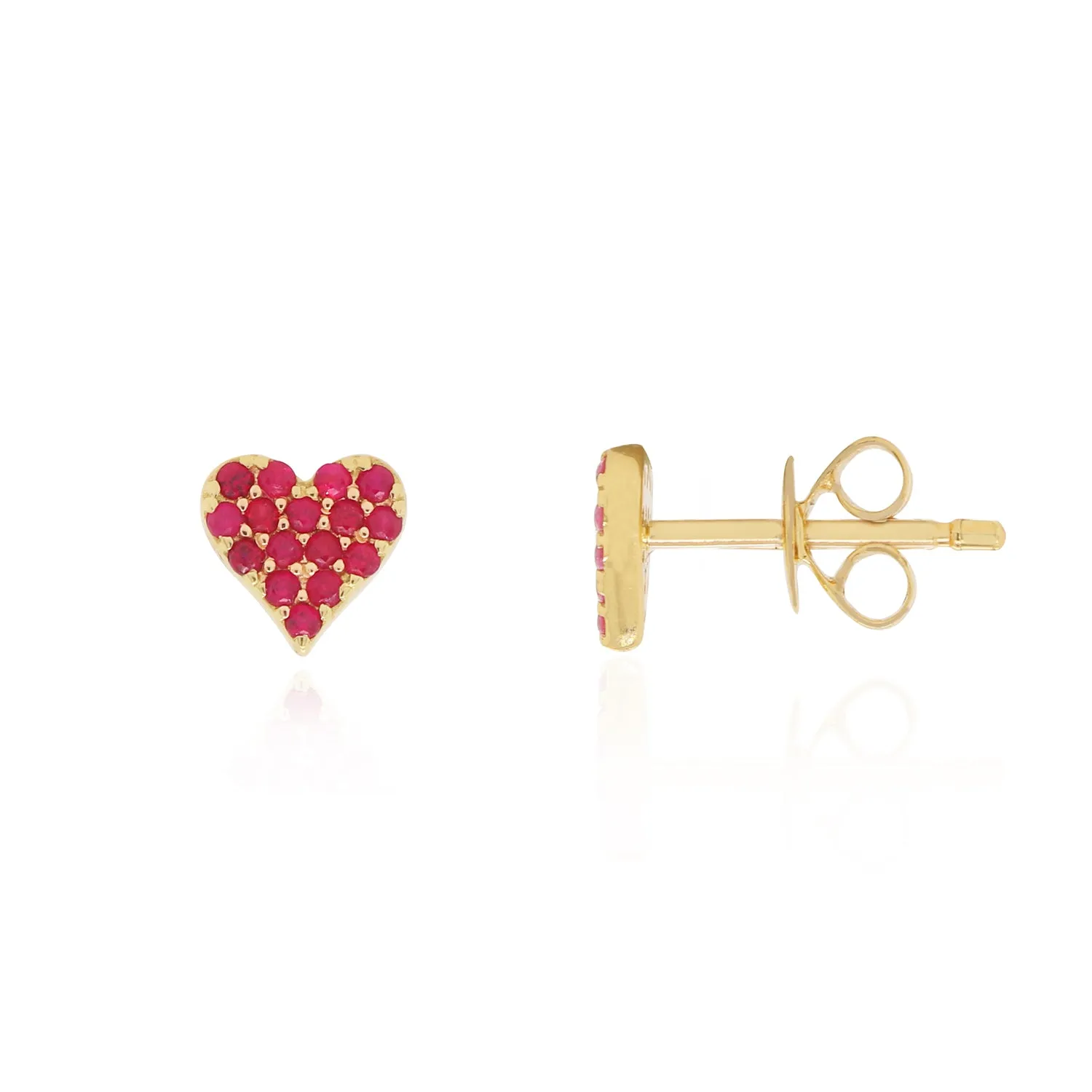 Ruby Heart Stud Earrings