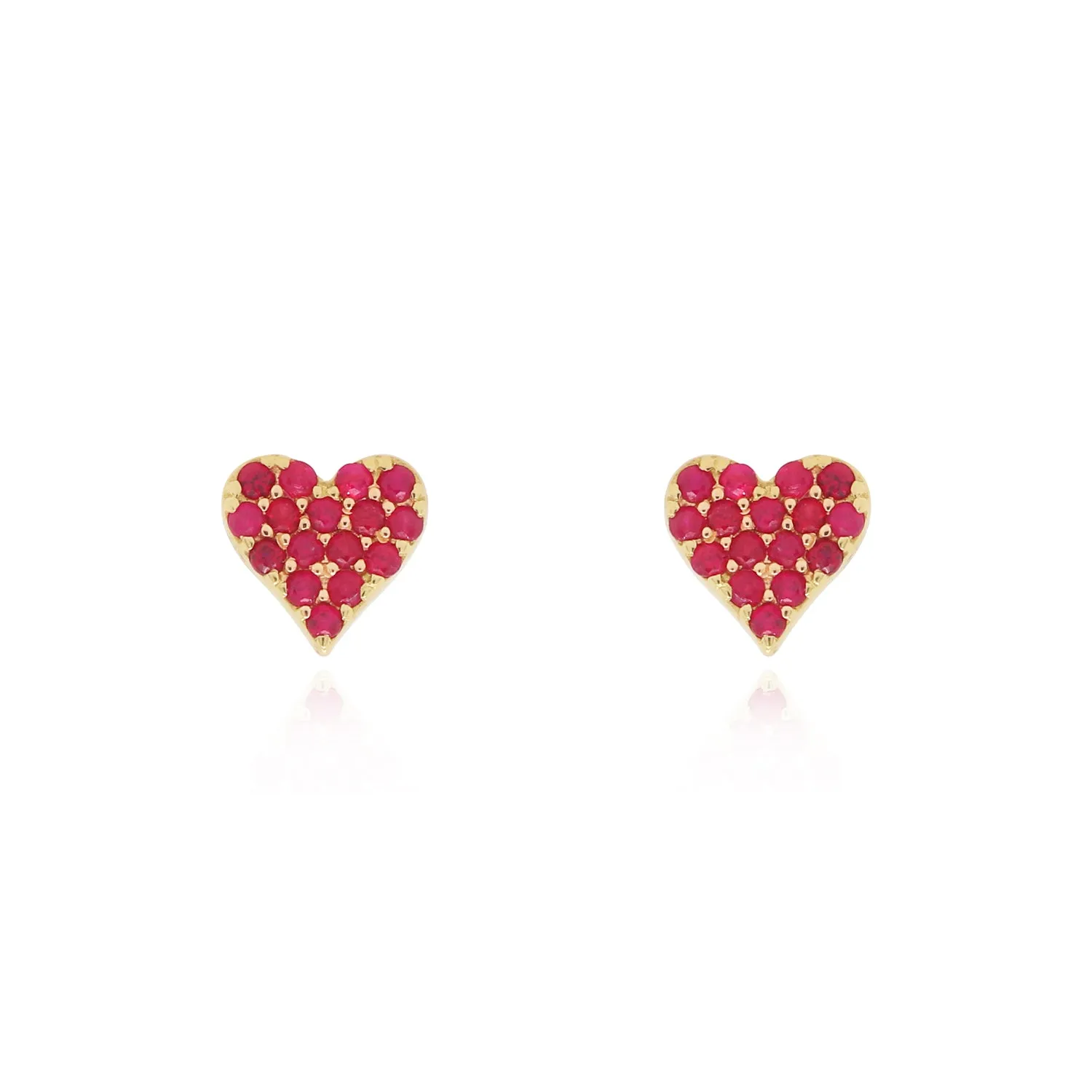 Ruby Heart Stud Earrings