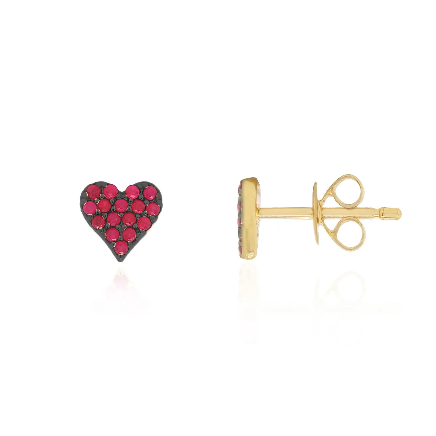 Ruby Heart Stud Earrings