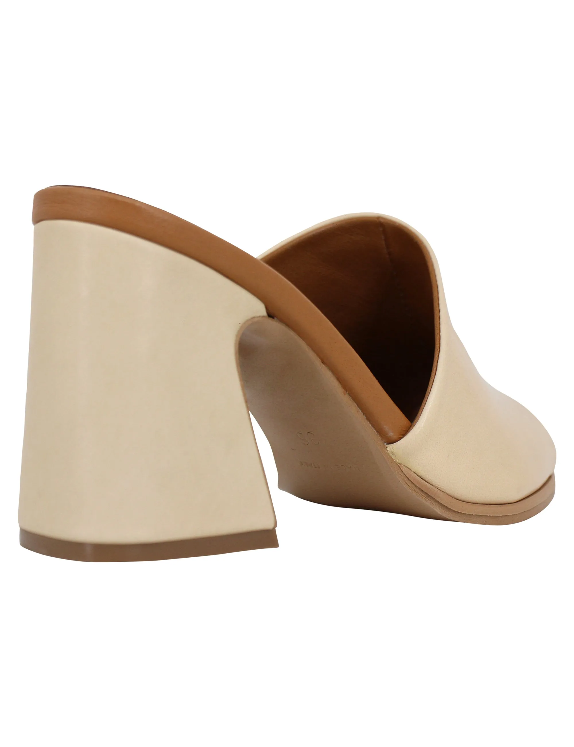 Sandali scalzati donna in pelle beige con tacco alto