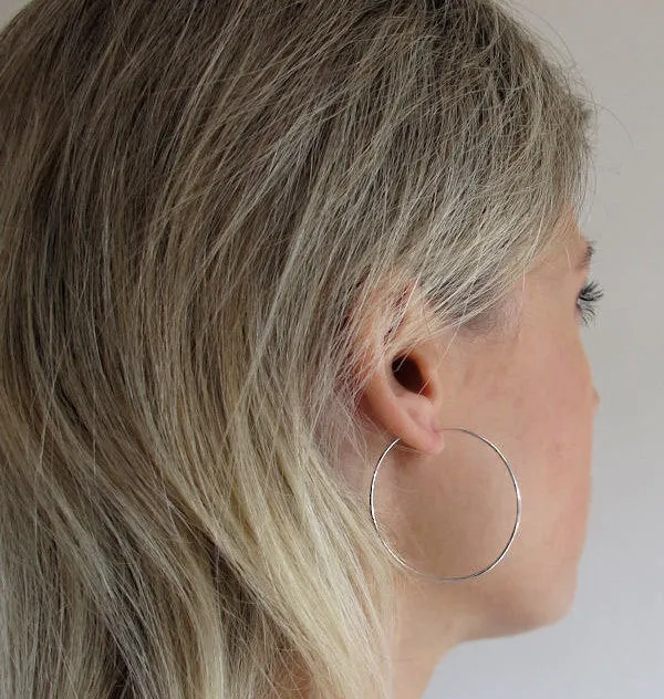 Thin Sterling Silver Teardrop Hoops