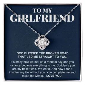 To My Girlfriend Gift, You Complete Me Romantic Love Knot Necklace