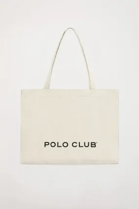 Tote bag ecru con print Polo Club