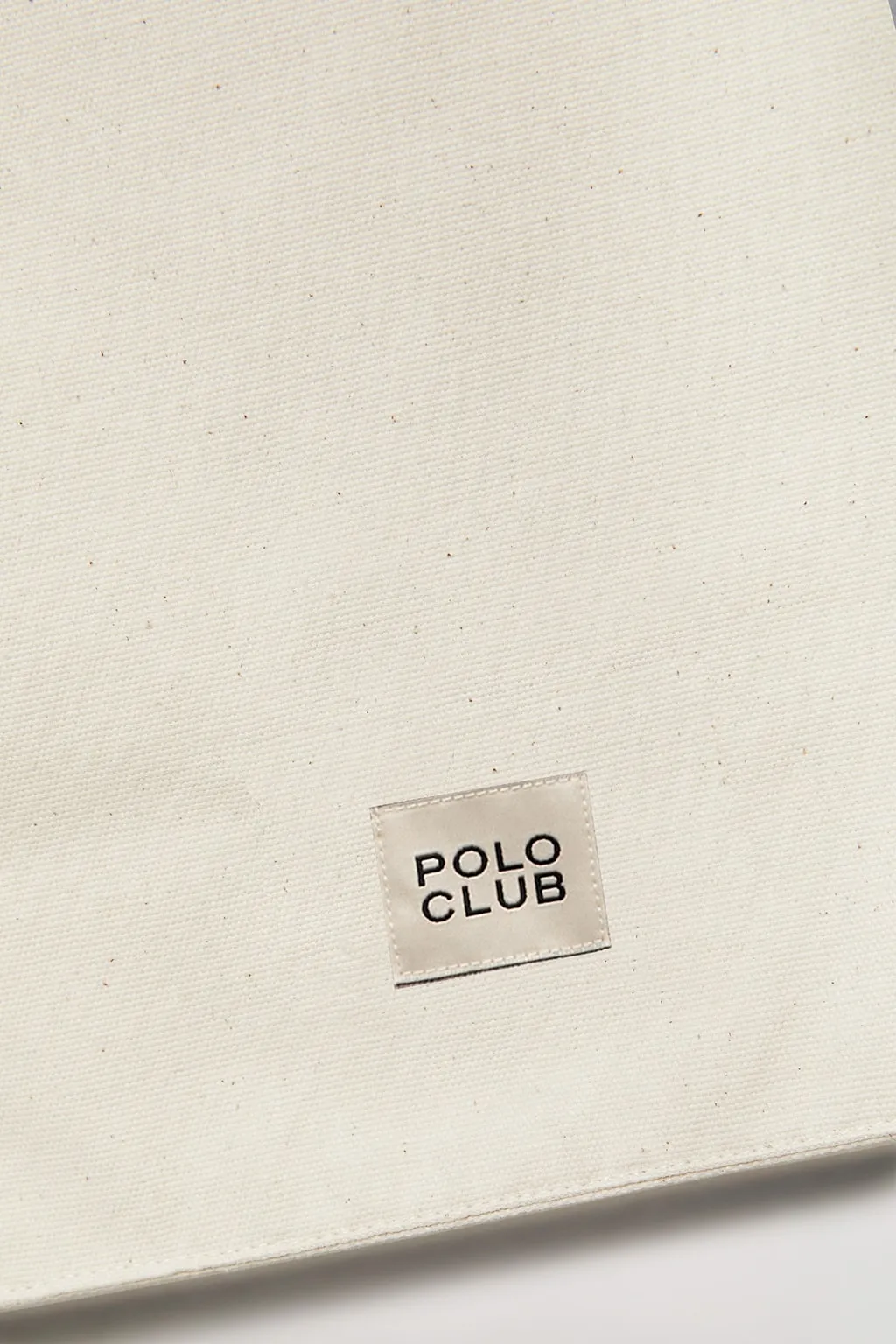 Tote bag ecru con print Polo Club