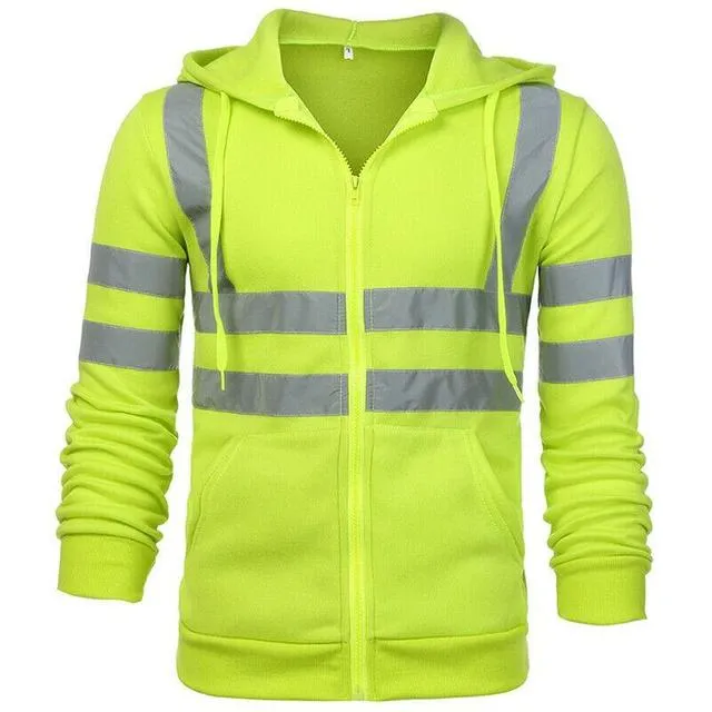 YSK HOODIE1: Men's Safety Reflective Zipper Sweatshirt